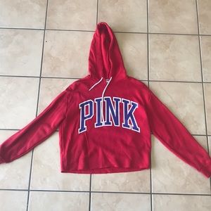 Red cropped hoodie